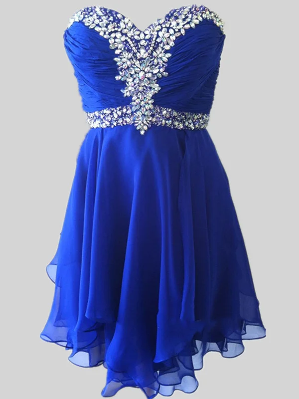 Final Markdown Custom Made A Line Sweetheart Neck Short Royal Blue Prom Dresses, Short Royal Blue Homecoming Dress, Graduation Dresses
