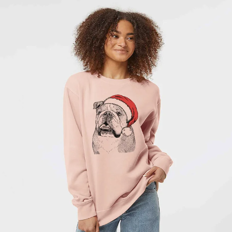 stylish sports hoodieSanta Piggy the English Bulldog - Unisex Pigment Dyed Crew Sweatshirt