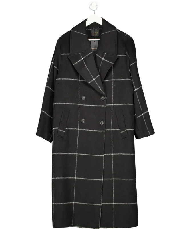 Super Bargain Anthology Black Double Breasted Check Coat UK 16