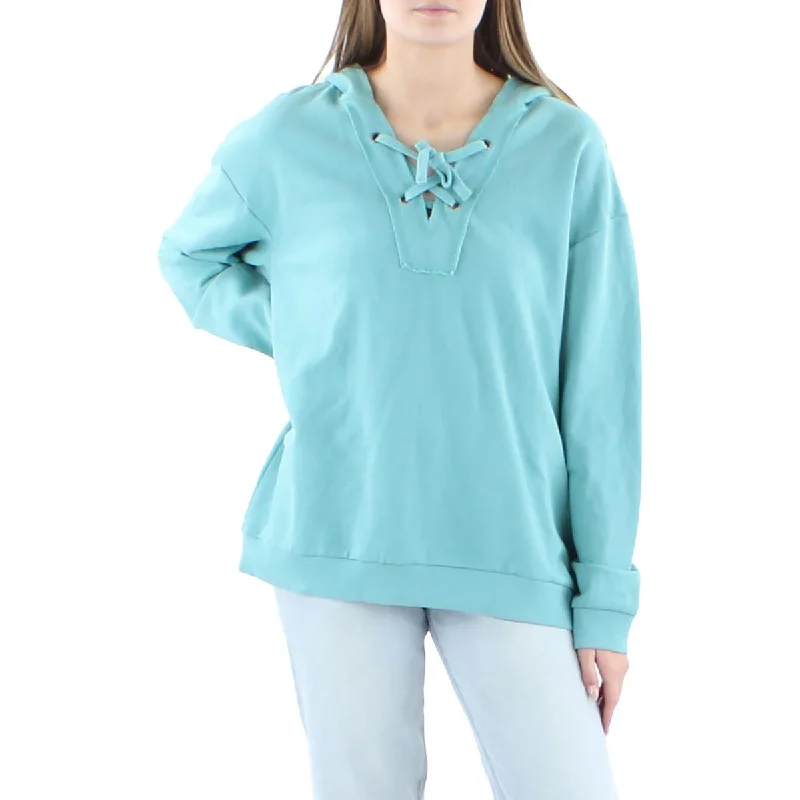 Act Now Jag Jeans Womens Lace-Up Sweatshirt Hoodie