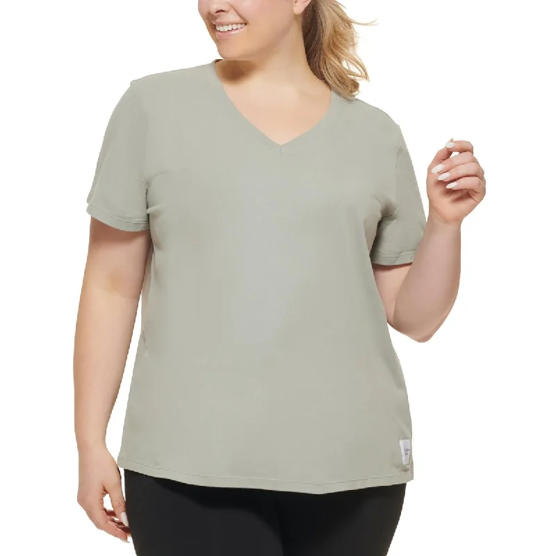 Price Cut Calvin Klein Performance Womens Plus V-Neck Fitness Pullover Top
