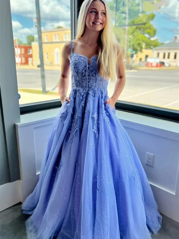 office dressoffice dressOpen Back Blue Lace Long Prom Dresses with Pocket, Blue Lace Formal Dresses, Long Blue Evening Dresses SP2809