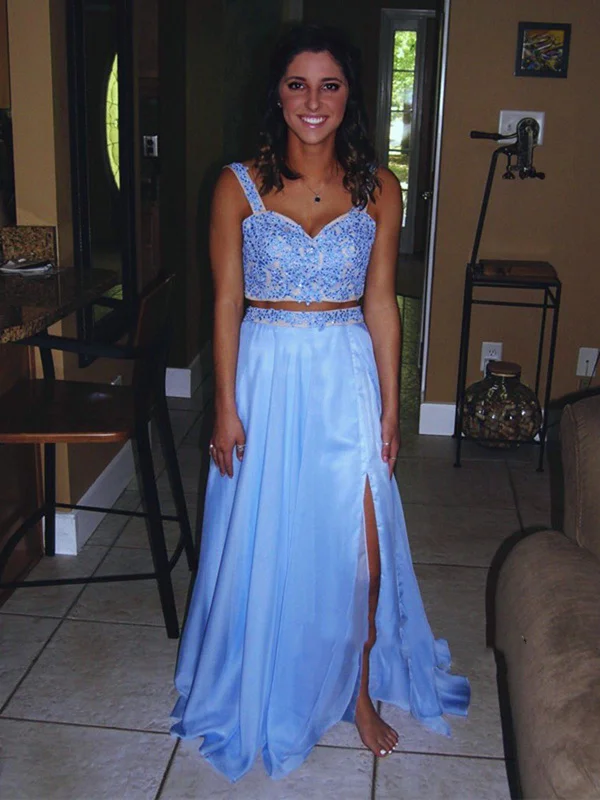 Limited Availability Sweetheart Neck Two Pieces Blue Lace Prom Dresses, Blue Lace Formal Dresses, Blue Evening Dresses Limited Availability Sweetheart Neck Two Pieces Blue Lace Prom Dresses, Blue Lace Formal Dresses, Blue Evening Dresses