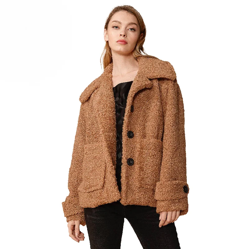 Closeout Women's Shearling Coat in Brown