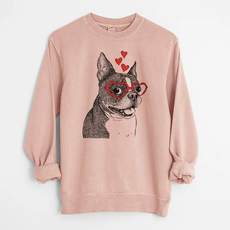 functional sports hoodieValentine Ralphie the Boston Terrier - Unisex Pigment Dyed Crew Sweatshirt