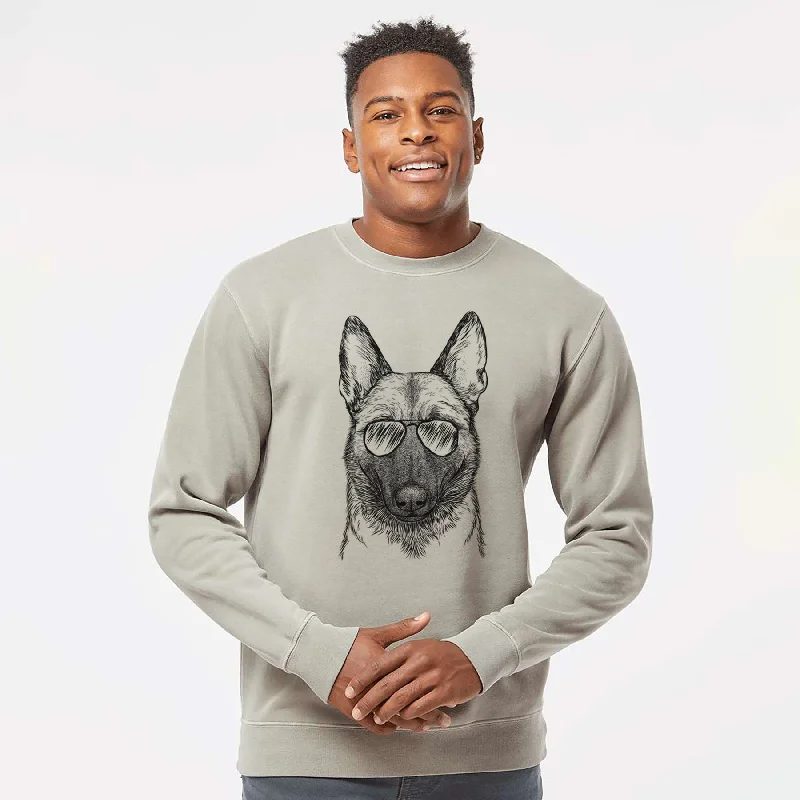 luxe gym hoodieAviator Gunther the Belgian Malinois - Unisex Pigment Dyed Crew Sweatshirt