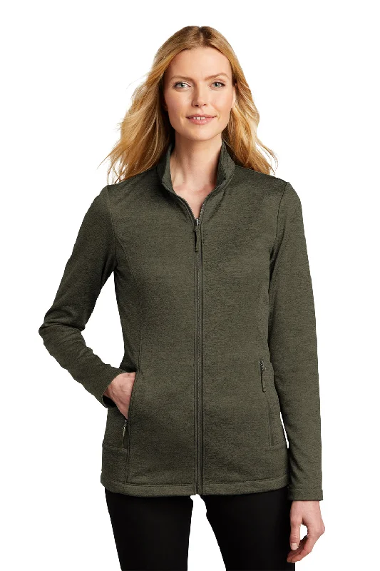 Act Now Port Authority Womens Collective Striated Fleece Full Zip Jacket - Heather Deep Olive Green - Closeout Act Now Port Authority Womens Collective Striated Fleece Full Zip Jacket - Heather Deep Olive Green - Closeout