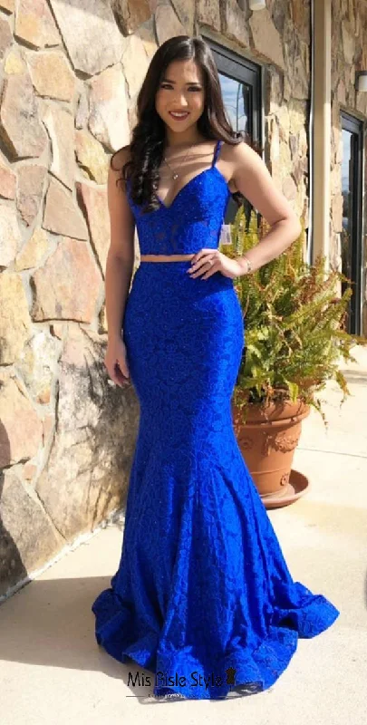 wrap-around dresswrap-around dressMermaid Two Piece Royal Blue Prom Dress