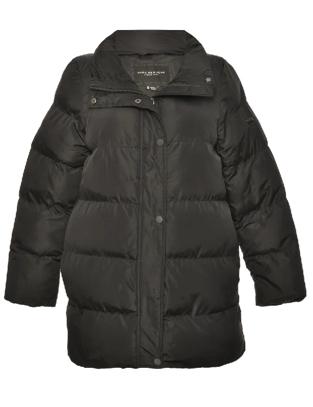 Stock Clearance Zip-Front Black Classic Puffer Jacket - S