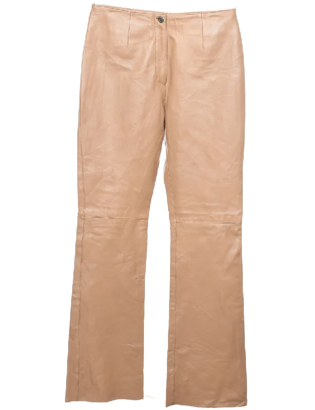 Bonus Savings Light Brown Faux Leather Trousers - W32 L34