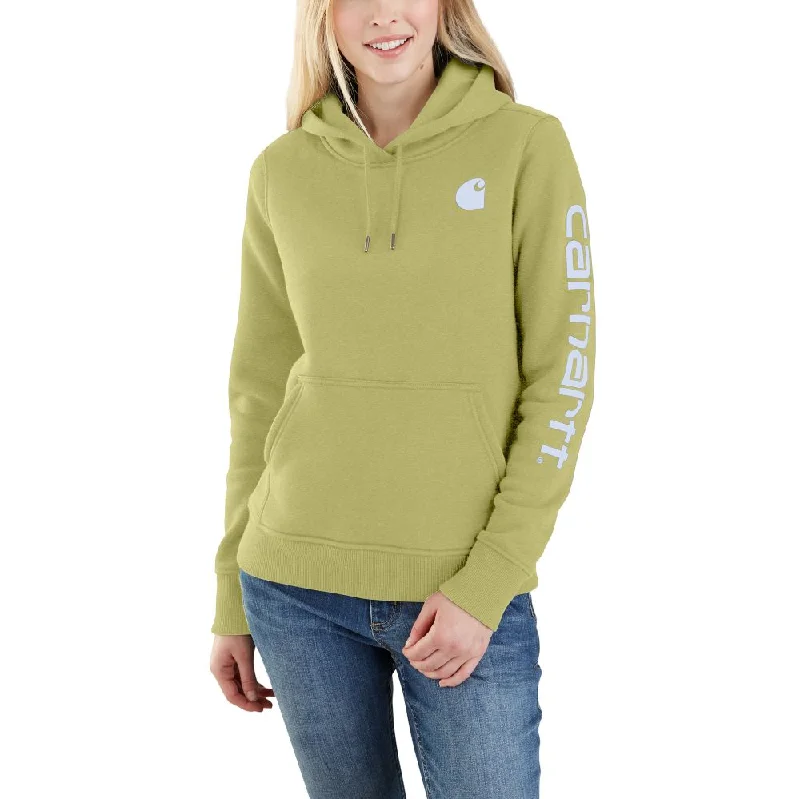 While Supplies Last 'Carhartt' Women's Clarksburg Sleeve Logo Hoodie - Green Olive Heather While Supplies Last 'Carhartt' Women's Clarksburg Sleeve Logo Hoodie - Green Olive Heather