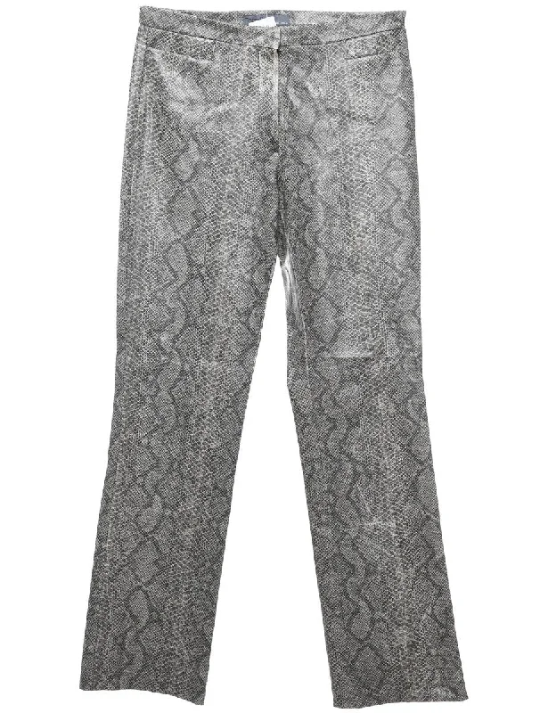 Big Discounts Snakeskin Pattern Grey Y2K Faux Leather Trousers - W30 L32