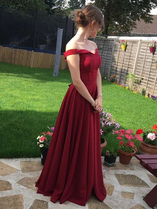 sleek midi dresssleek midi dressOff Shoulder Burgundy Long Prom Dresses, Off the Shoulder Formal Dresses, Wine Red Evening Dresses SP2701