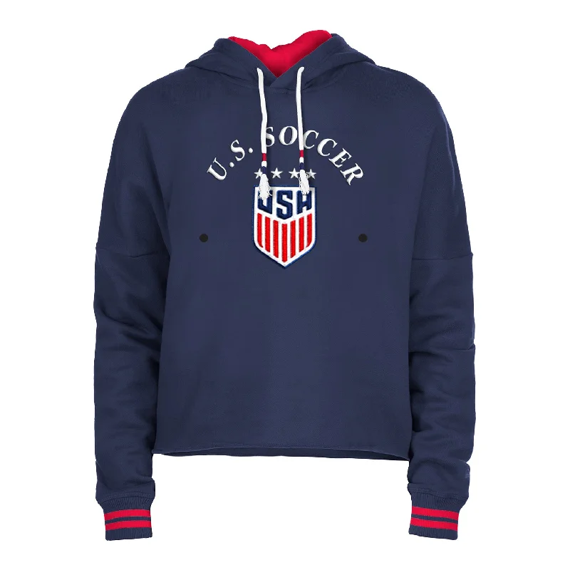 Midnight Madness Women's New Era USWNT Fleece Cropped Navy Hoodie
