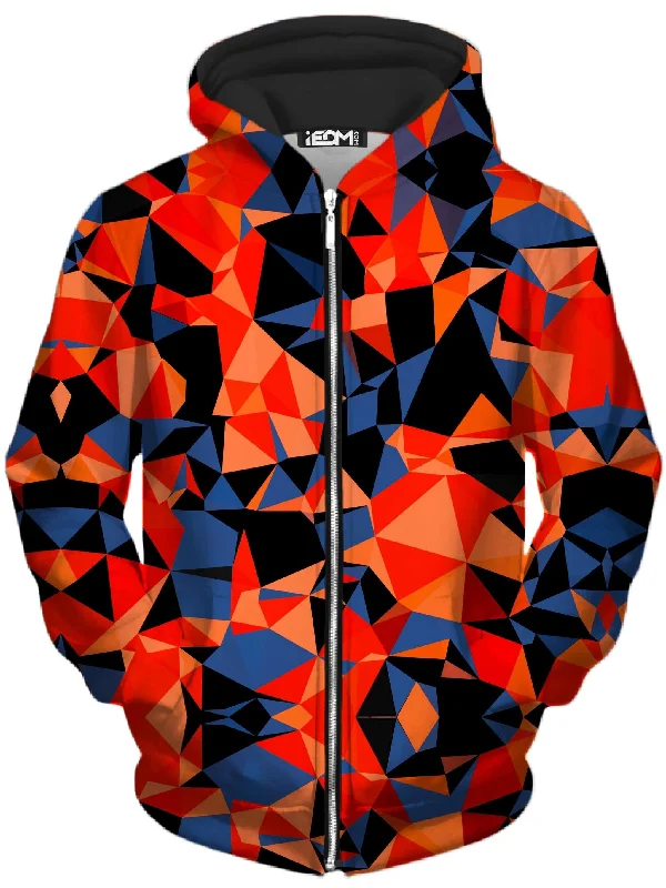 fitted hoodieOrange and Black Geo Unisex Zip-Up Hoodie