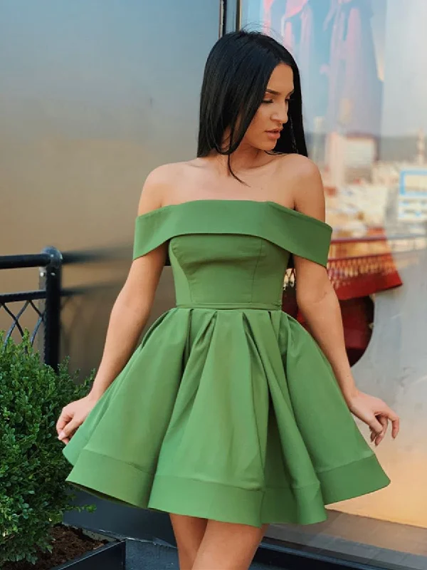 party-ready dressparty-ready dressCute Off Shoulder Short Green Prom Dresses Homecoming Dresses, Short Green Formal Dresses, Off the Shoulder Green Evening Dresses, Graduation Dresses