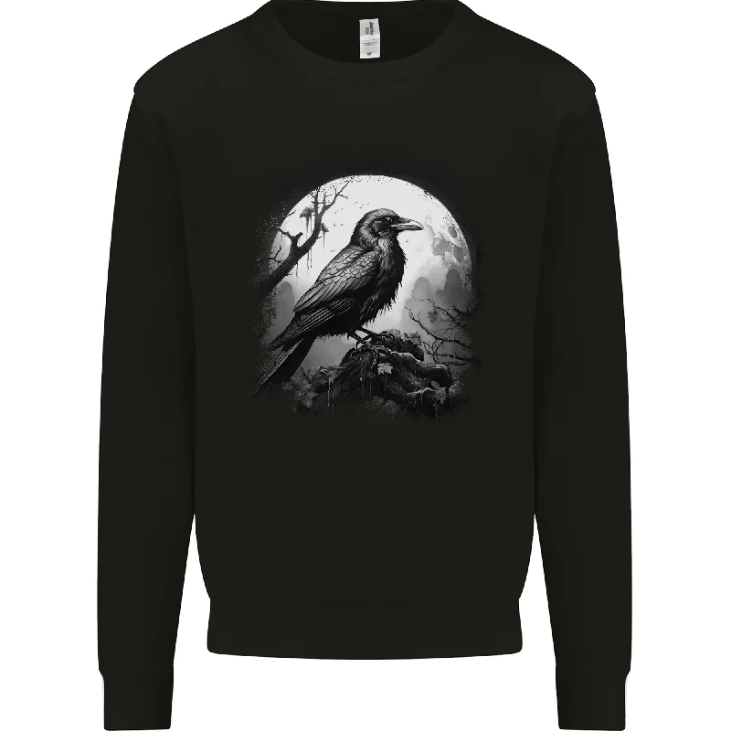 Special Savings A Moonlit Raven Vikings Fantasy Mythology Crow Mens Sweatshirt Jumper