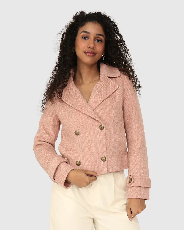 Super Deal Better Off Military Peacoat - Blush