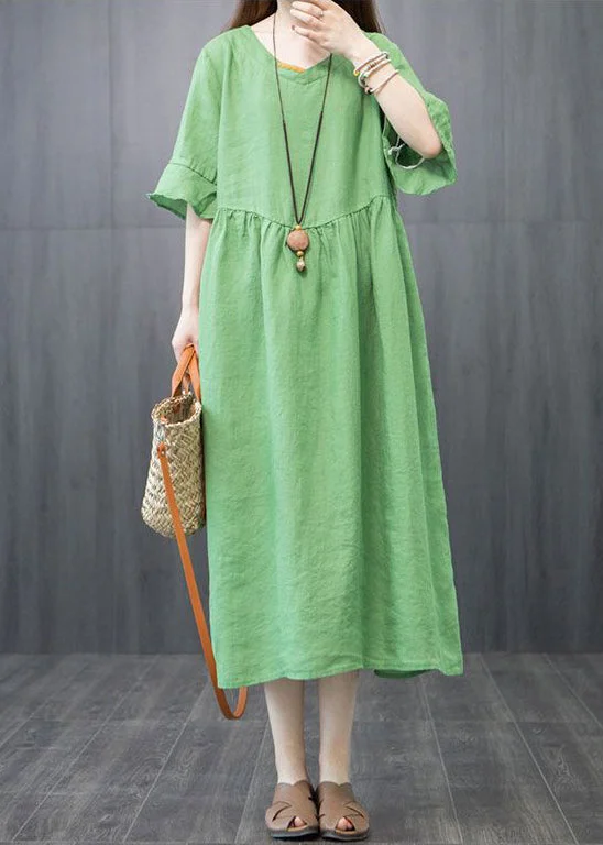 fitted bodycon dressfitted bodycon dressBoutique Green V Neck Patchwork Linen Robe Dresses Butterfly Sleeve