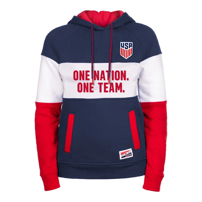 Fantastic Offers Women's New Era USMNT Heather Navy Color Block Hoodie