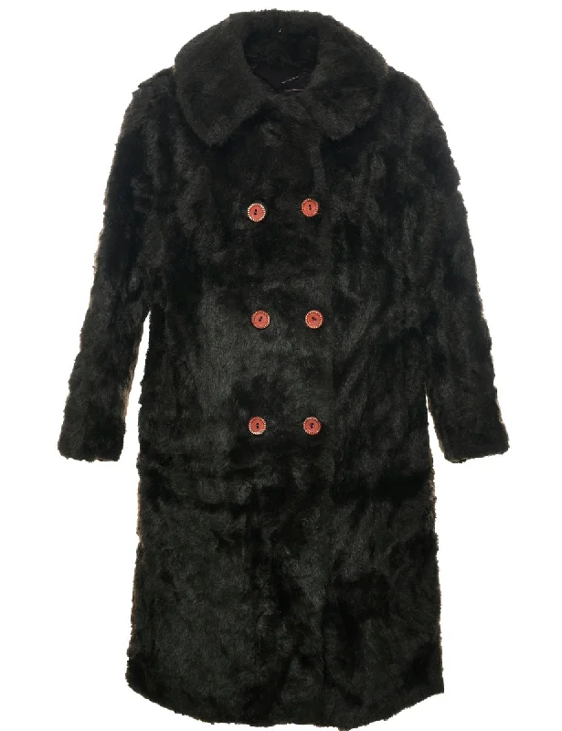 Can't Miss Dark Brown Faux Fur Coat - L