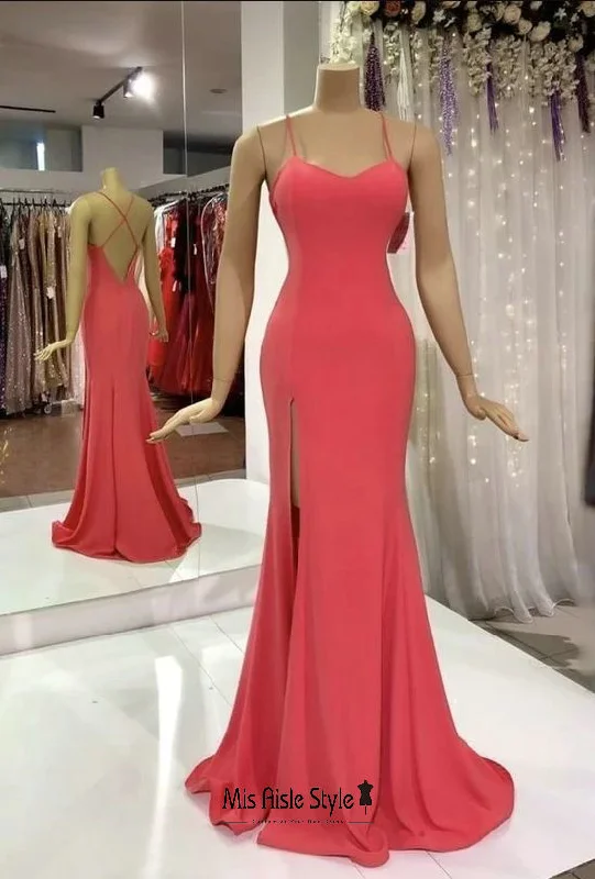 evening dressevening dressSexy Slit Fitted Open Back Party Dress