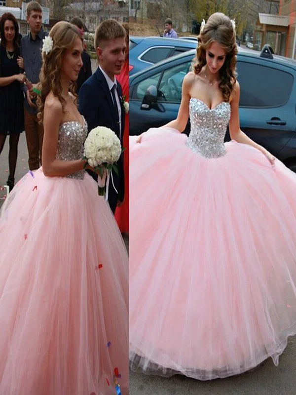 Online Exclusive Pink Ball Gown Girls Sweet 16 , Tulle Rhinestone Long Prom Dress, Formal Dresses Online Exclusive Pink Ball Gown Girls Sweet 16 , Tulle Rhinestone Long Prom Dress, Formal Dresses