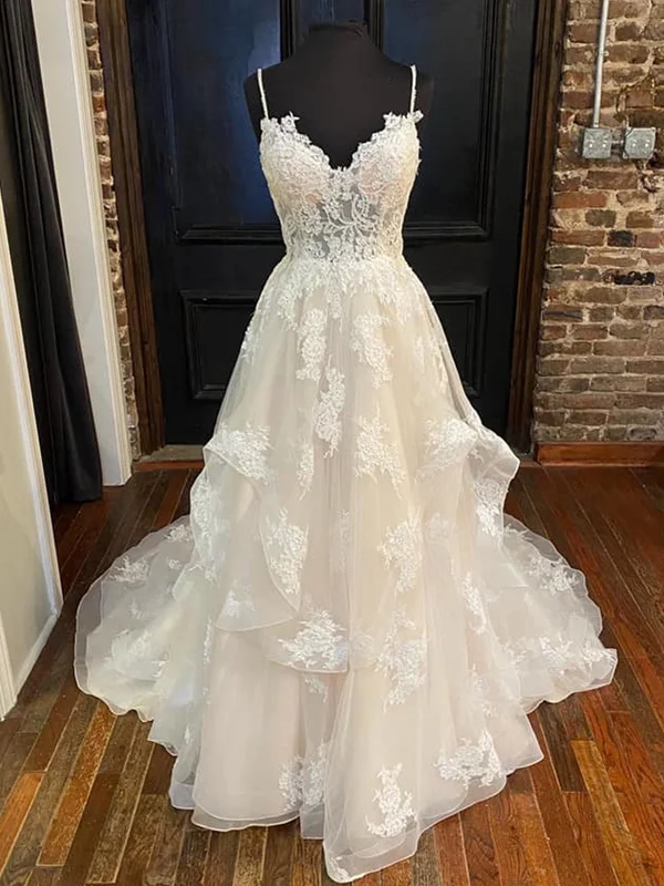 Daily Specials V Neck Backless Champagne Lace Long Prom Dresses, Champagne Lace Wedding Dresses, Champagne Formal Evening Dresses SP2144 Daily Specials V Neck Backless Champagne Lace Long Prom Dresses, Champagne Lace Wedding Dresses, Champagne Formal Evening Dresses SP2144
