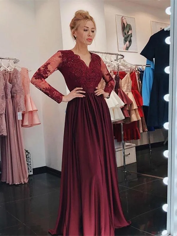Extra Discounts V Neck Long Sleeves Burgundy Lace Prom Dresses 2020, Long Sleeves Burgundy Formal Dresses, Burgundy Lace Bridesmaid Dresses Extra Discounts V Neck Long Sleeves Burgundy Lace Prom Dresses 2020, Long Sleeves Burgundy Formal Dresses, Burgundy Lace Bridesmaid Dresses