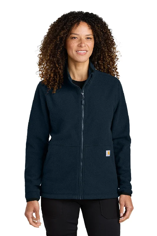 Savings Bonanza Carhartt Womens Textured Fleece Full Zip Jacket - Navy Blue - New
