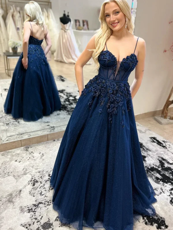 long sleeve dresslong sleeve dressA Line V Neck Open Back Navy Blue Floral Long Prom Dresses, Long Navy Blue Formal Evening Dresses with 3D Flowers SP2801