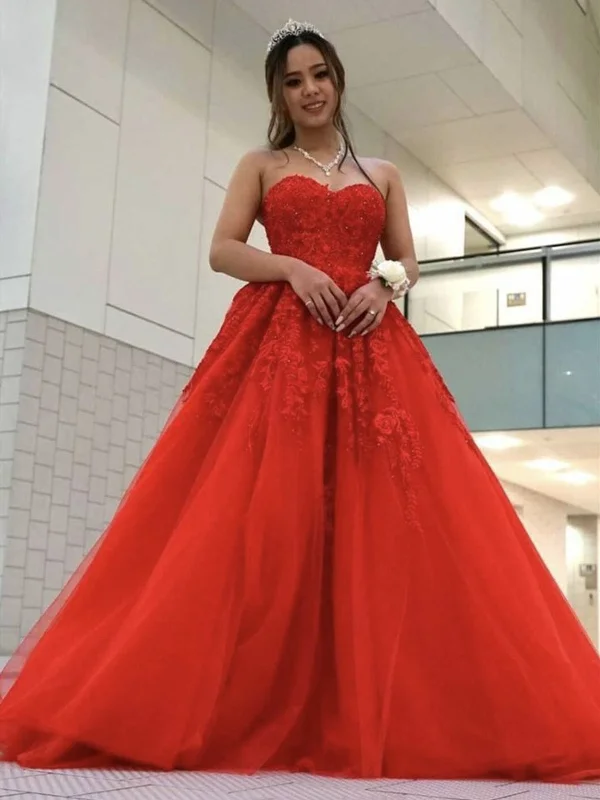 Daily Deals Sweetheart Neck Beaded Red Lace Long Prom Dresses, Strapless Red Formal Evening Dresses, Red Lace Ball Gown SP2065 Daily Deals Sweetheart Neck Beaded Red Lace Long Prom Dresses, Strapless Red Formal Evening Dresses, Red Lace Ball Gown SP2065