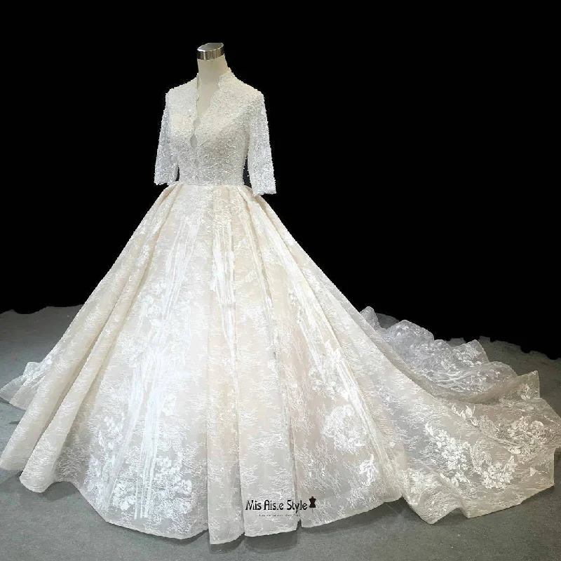 long-sleeve floral dresslong-sleeve floral dressHigh Quality French Lace Half Sleeve Wedding Dress