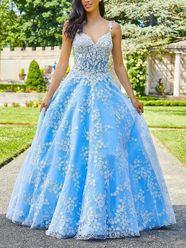 statement dressstatement dressV Neck Open Back Blue Long Prom Dresses with Lace Appliques, Blue Lace Formal Dresses, Blue Evening Dresses SP2260