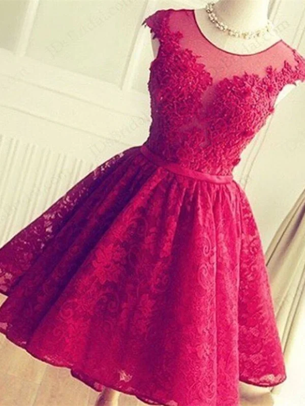 formal dressformal dressA Line Round Neck Short Lace Prom Dresses, Short Lace Formal Dresses, Graduation Dresses, Homecoming Dresses