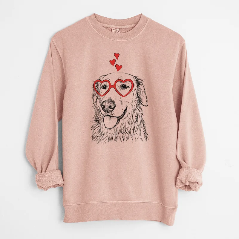 Super Bargain Valentine Hopper the Golden Retriever - Unisex Pigment Dyed Crew Sweatshirt
