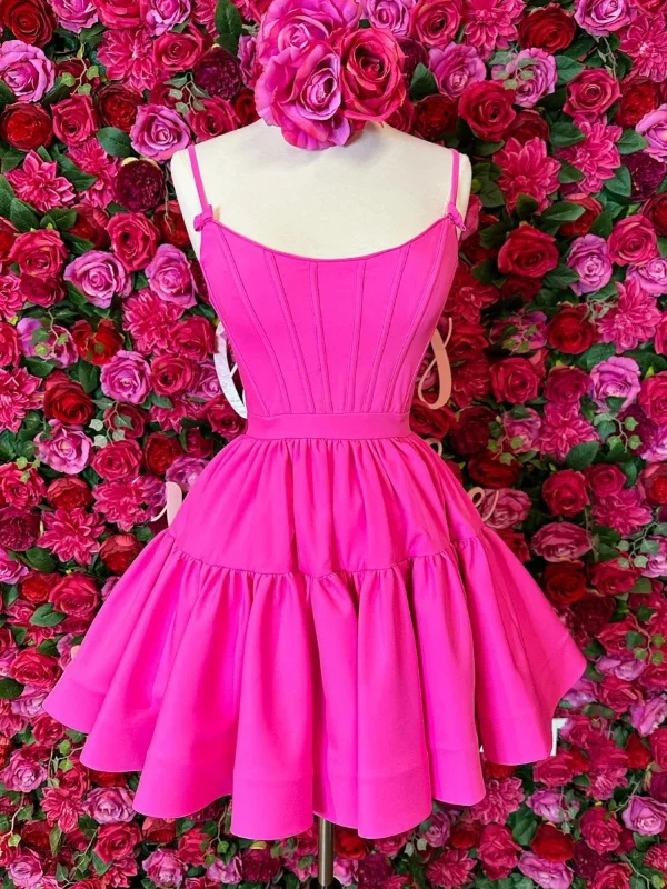 statement dressstatement dressOpen Back Pink Short Prom Dresses, Pink Homecoming Dresses SP2790