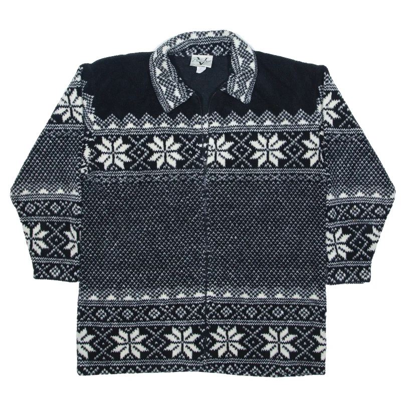 Friends and Family Sale V SPORT Fleece Jacket Black 90s Fair Isle Womens M