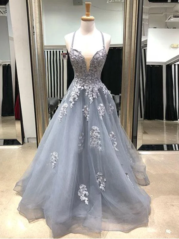 Final Clearance Charming V Neck Gray Lace Long Prom Dresses, Grey Lace Formal Evening Dresses Final Clearance Charming V Neck Gray Lace Long Prom Dresses, Grey Lace Formal Evening Dresses