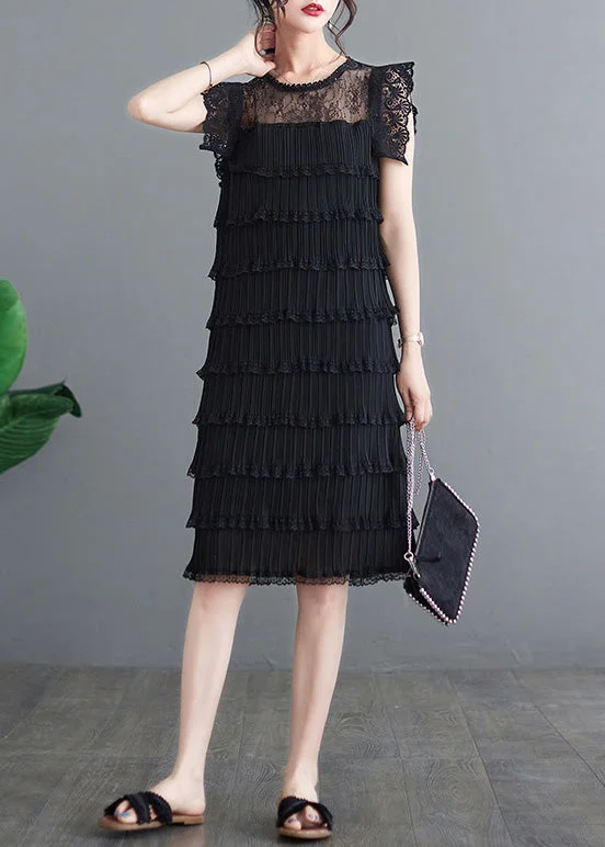 Extra Savings Sexy Black O-Neck Tulle Patchwork Vacation Long Layered Dresses Summer Extra Savings Sexy Black O-Neck Tulle Patchwork Vacation Long Layered Dresses Summer