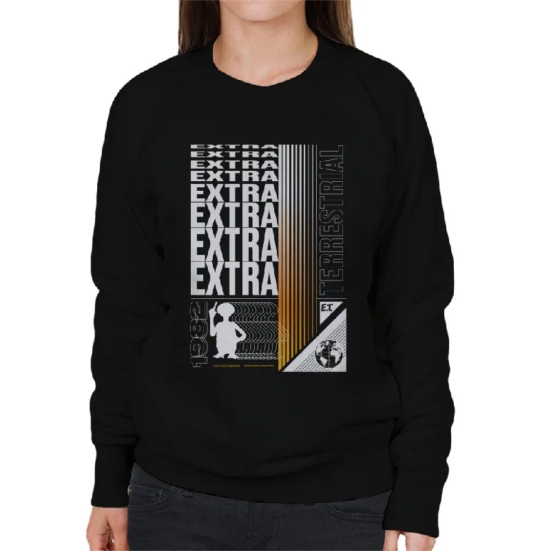 warm workout hoodieE.T. Extra Terrestrial Mirrored Text Women's Sweatshirt