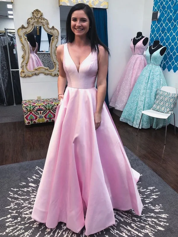 Huge Discounts Princess V Neck Open Back Pink Long Prom Dresses, V Neck Pink Formal Dresses, Pink Evening Dresses SP2310 Huge Discounts Princess V Neck Open Back Pink Long Prom Dresses, V Neck Pink Formal Dresses, Pink Evening Dresses SP2310