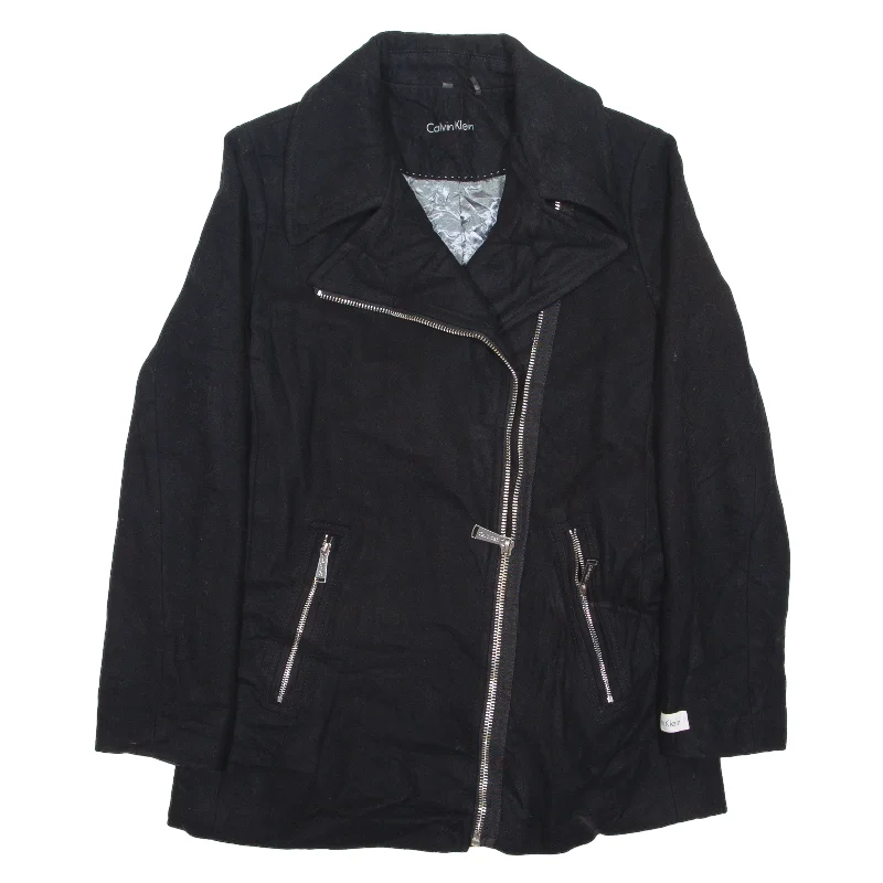 Take Advantage CALVIN KLEIN Pea Coat Black Wool Womens M