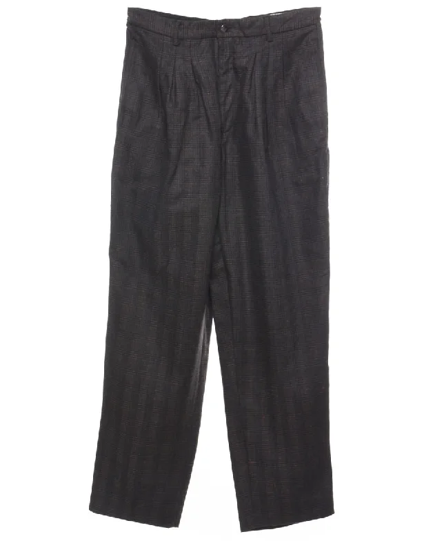 Must-Have Deals Checked Grey Tapered 1990s Trousers - W30 L31