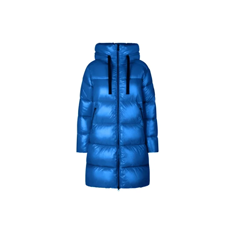 Discount Mania Women's Isabel Hooded Puffer Coat in Blue Berry