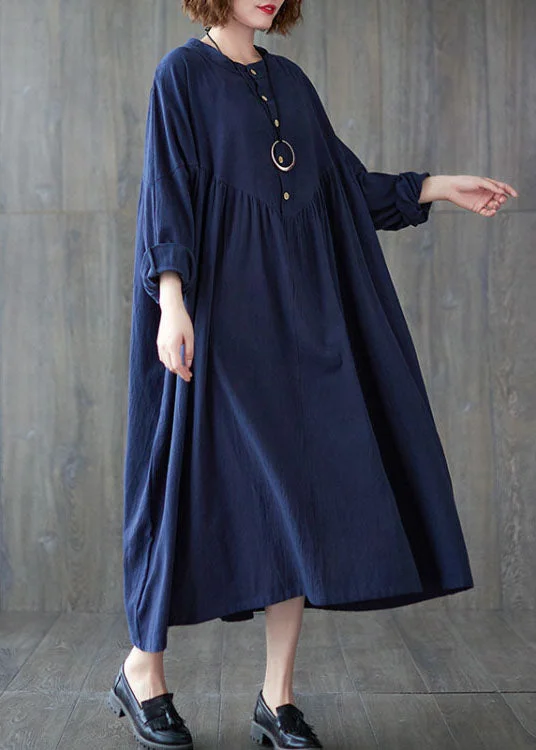 knit dressknit dressStylish Navy Button Patchwork Dress Spring