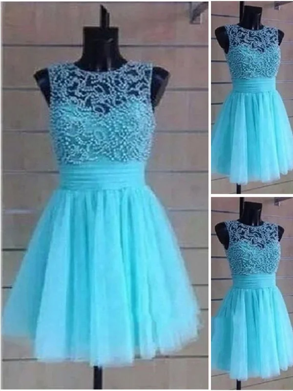 Deal Zone A Line Round Neck Short Prom Dresses, Short Homecoming Dresses