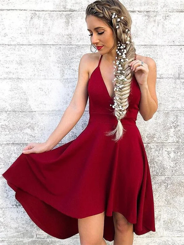 While Supplies Last Cute A Line Halter Neck Burgundy Short Prom Dresses, Burgundy Homecoming Dresses While Supplies Last Cute A Line Halter Neck Burgundy Short Prom Dresses, Burgundy Homecoming Dresses