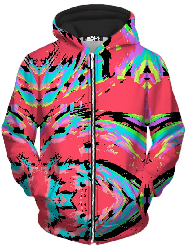 Exclusive Deal Tropical Coral Glitch Unisex Zip-Up Hoodie