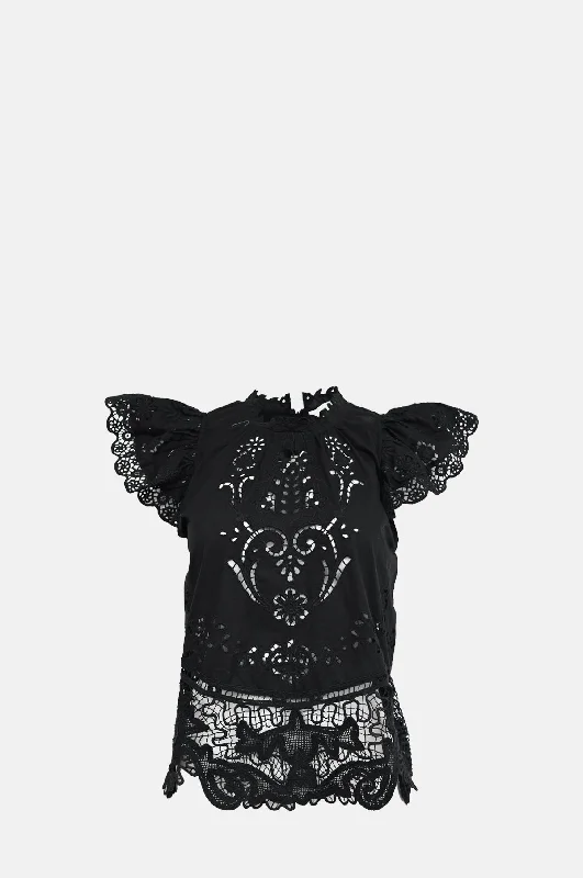 Grand Opening Sale Gianna Lace Flutter Slv Top Black